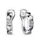 Серьги с английским замком из серебра с бриллиантами