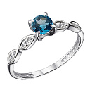 Кольцо из серебра с топазом, фианитами