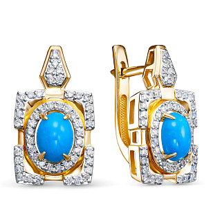 Серьги из желтого золота с бриллиантом