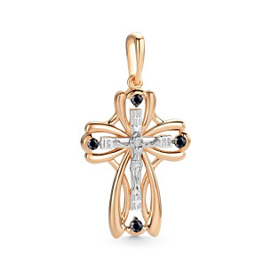 Крест из красного золота с сапфиром