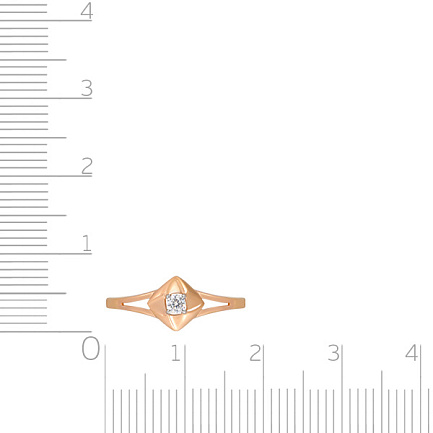 Кольцо из красного золота с фианитом