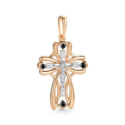 Крест из красного золота с сапфирами