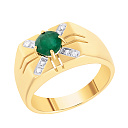 Печатка из желтого золота с бриллиантами, изумрудом