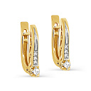 Серьги с английским замком из желтого золота с бриллиантами