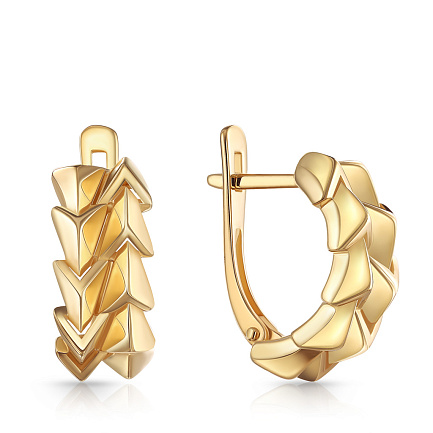 Серьги с английским замком из желтого золота