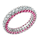 Кольцо из белого золота с бриллиантами, рубинами