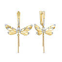 Серьги с английским замком из серебра с фианитами