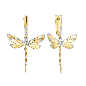 Серьги с английским замком из серебра с фианитами