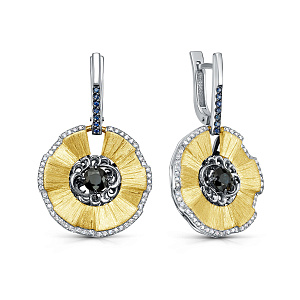 Серьги с английским замком из желтого золота с бриллиантами