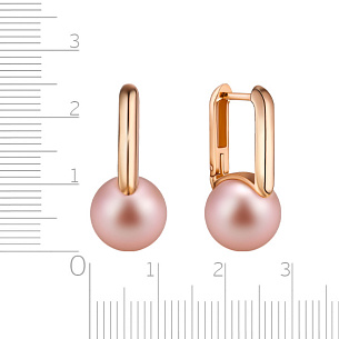 Серьги с английским замком из красного золота с жемчугом