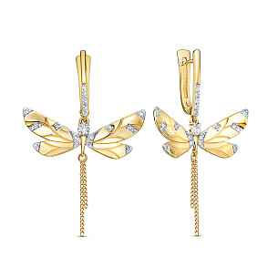 Серьги с английским замком из серебра с фианитом