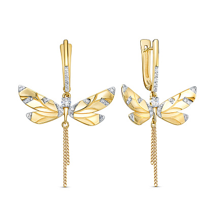 Серьги с английским замком из серебра с фианитами