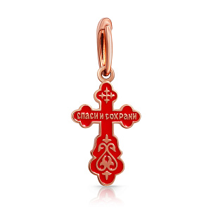 Крест из красного золота с эмалью