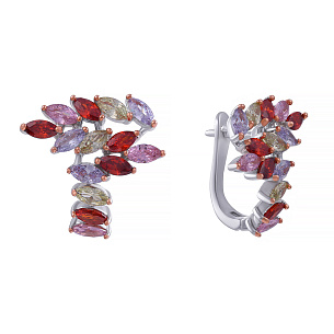 Серьги с английским замком из серебра с фианитом