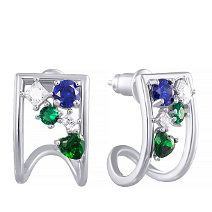 Пусеты из серебра с фианитом