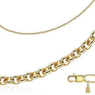 Цепь автомат из желтого золота, плетение бельцер