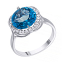 Кольцо из белого золота с бриллиантами, топазом