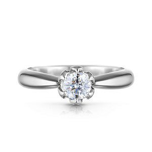 Кольцо помолвочное из белого золота с бриллиантом