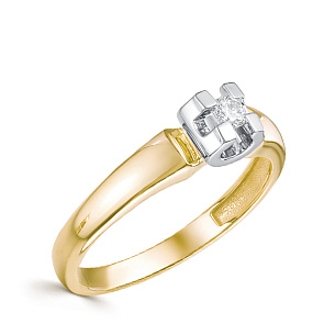 Кольцо из желтого золота с бриллиантом