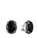 Серьги из белого золота с бриллиантами, ониксами