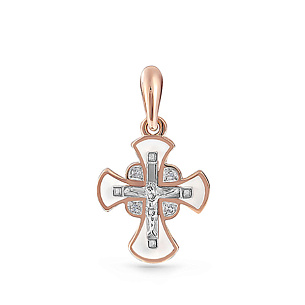 Крест из красного золота с бриллиантами