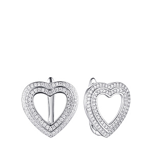 Серьги с английским замком из серебра с фианитом