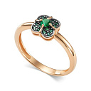 Кольцо из красного золота с изумрудами