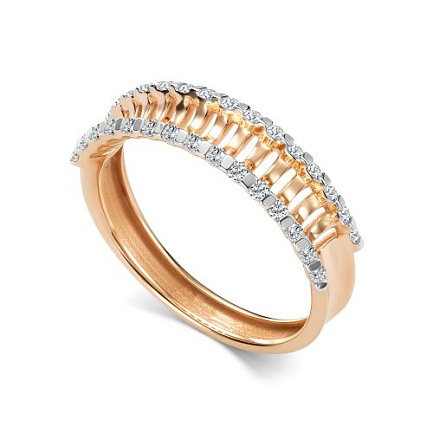 Кольцо из красного золота с бриллиантами