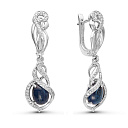 Серьги из белого золота с бриллиантами, кианитами