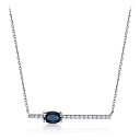 Колье из белого золота с бриллиантами, сапфиром, плетение якорное