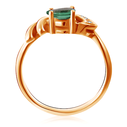 Кольцо из красного золота с бриллиантами, изумрудом