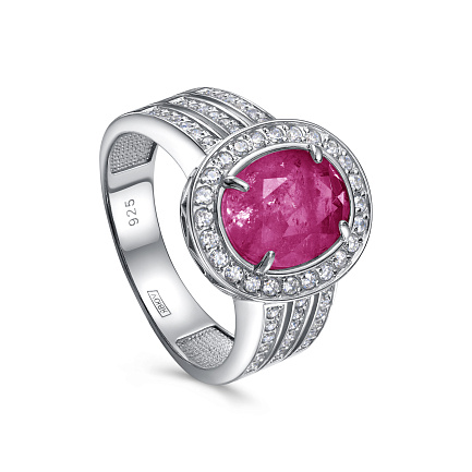 Кольцо из серебра с алпанитом, фианитами