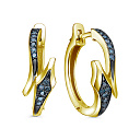 Серьги с английским замком из желтого золота с бриллиантами