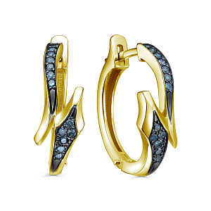 Серьги с английским замком из желтого золота с бриллиантами