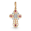 Крест из красного золота с бриллиантами, рубинами