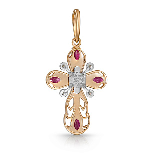 Крест из красного золота с рубином