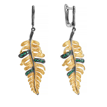 Серьги с английским замком из серебра с фианитом