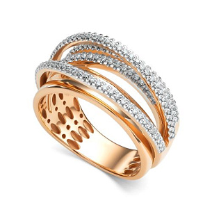 Кольцо из красного золота с бриллиантом