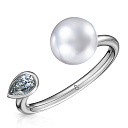 Кольцо из белого золота с бриллиантом, жемчугом