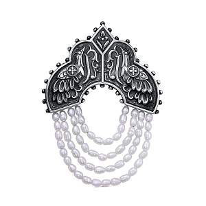 Брошь из серебра с жемчугом