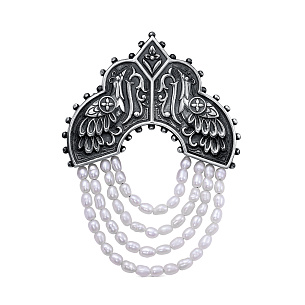 Брошь из серебра с жемчугом