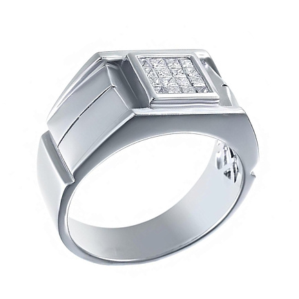 Печатка из белого золота с бриллиантами