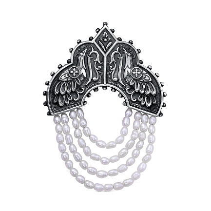 Брошь из серебра с жемчугом