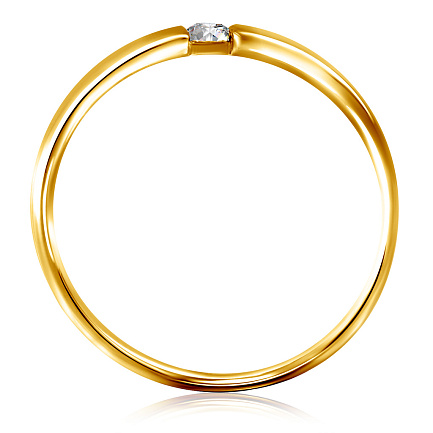 Кольцо обручальное из желтого золота с бриллиантом