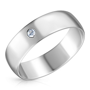 Серебряное кольцо обручальное с фианитом