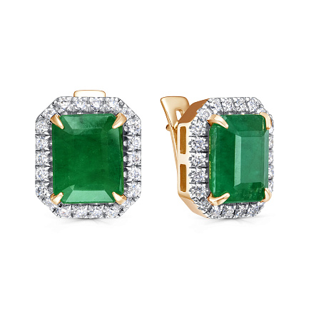 Серьги с английским замком из красного золота с бриллиантами