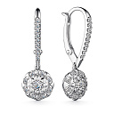 Серьги с английским замком из белого золота с бриллиантами