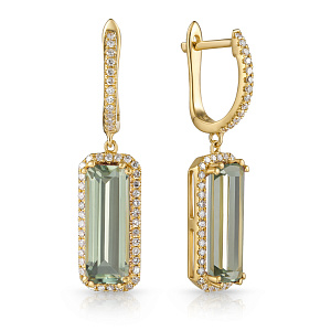 Серьги с английским замком из желтого золота с бриллиантами