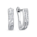 Серьги с английским замком из серебра с фианитом