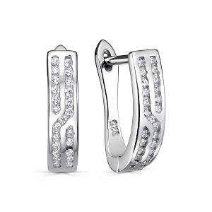 Серьги с английским замком из серебра с фианитом